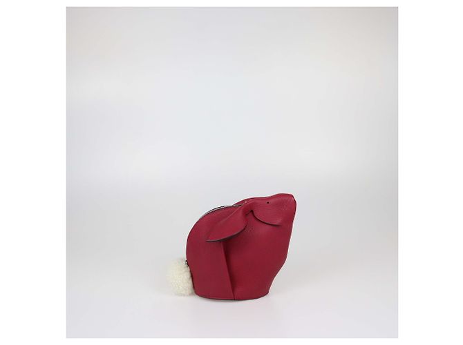 Bolsa Tiracolo Mini Bunny Loewe em couro vermelho e pele de carneiro Rosa - vista 4