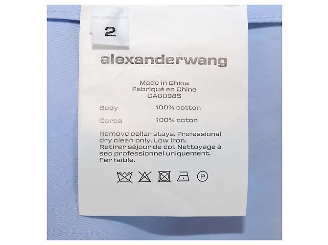 Camicia button-down cintata in cotone blu Alexander Wang - vista 7