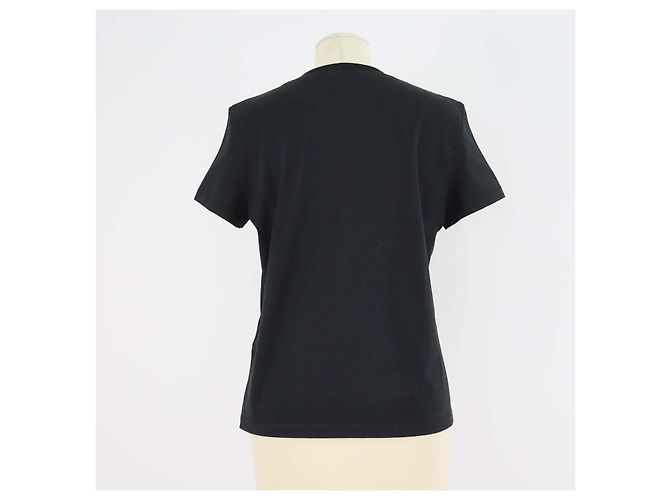 Hermès Camiseta de cuello redondo Hermes Black Cotton Droit Poche Brodee Negro - vista 3