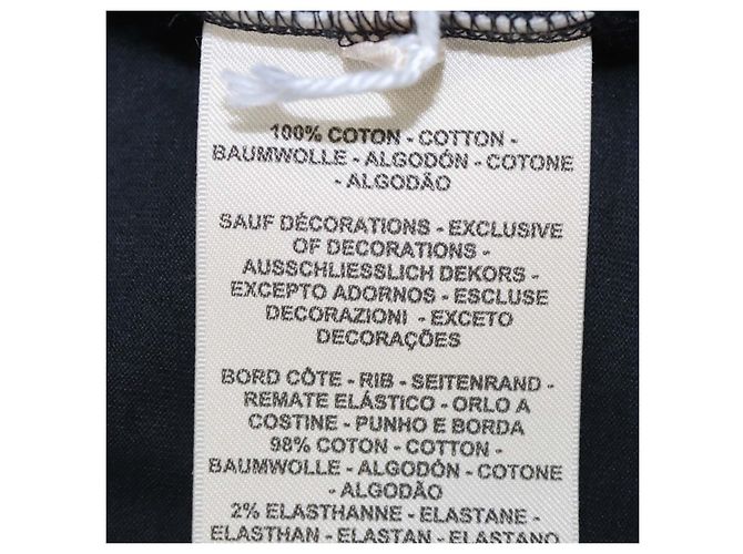 Hermès Camiseta de cuello redondo Hermes Black Cotton Droit Poche Brodee Negro - vista 6