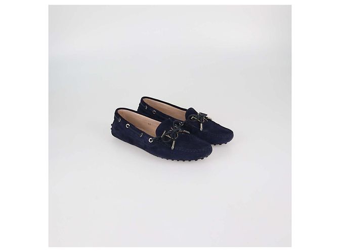 Mocassini slip-on in camoscio blu navy con fiocco Tod's - vista 2