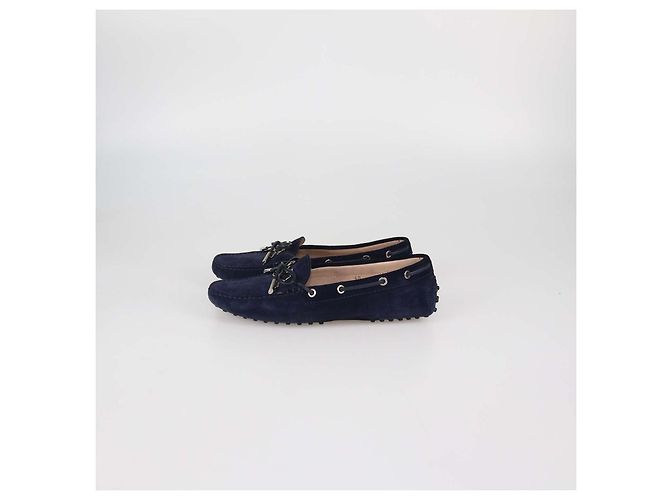 Mocassini slip-on in camoscio blu navy con fiocco Tod's - vista 4