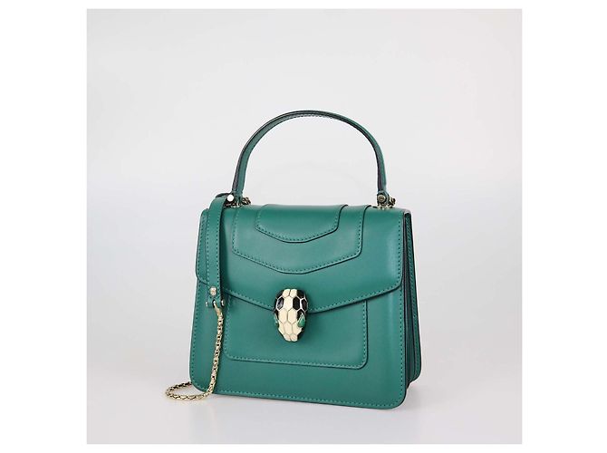 Bulgari Borsa a mano piccola Bvlgari Serpenti Forever in pelle verde - vista 2