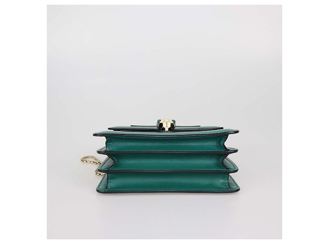 Bulgari Borsa a mano piccola Bvlgari Serpenti Forever in pelle verde - vista 4