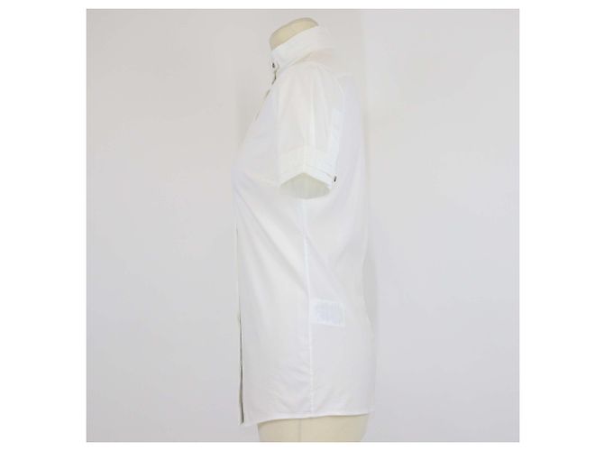 Camicia Gucci Equestrian a maniche corte e collo alla coreana in misto cotone bianco - vista 2
