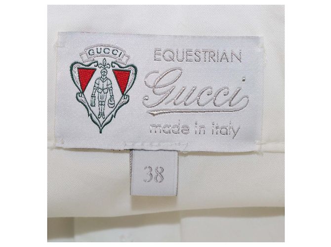 Camicia Gucci Equestrian a maniche corte e collo alla coreana in misto cotone bianco - vista 5