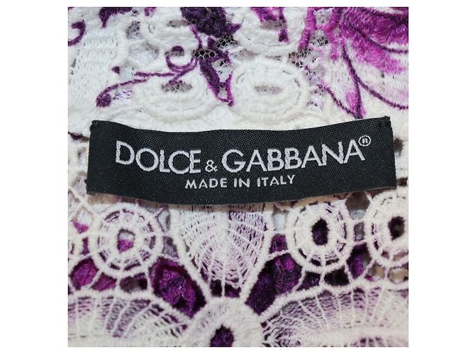 Camisa Dolce & Gabbana de algodón con encaje de crochet y estampado Majolica púrpura/blanco - vista 5