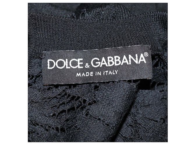 Top sem mangas Dolce & Gabbana em mistura de lã preto com painel de renda - vista 5