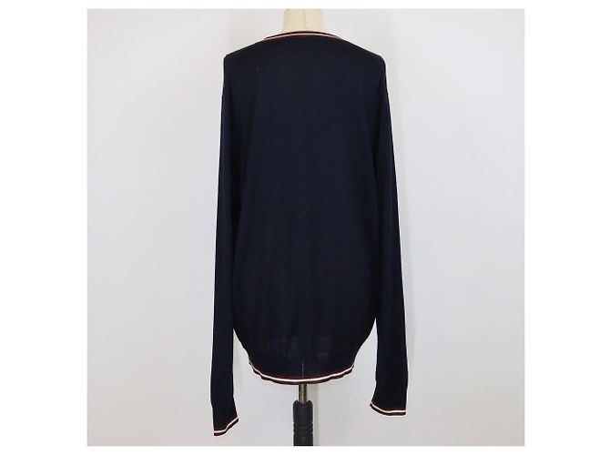 Hermès Hermes V-Ausschnitt Langarmpullover aus Kaschmir & Seide in Navy Blue Marineblau - Ansicht 3