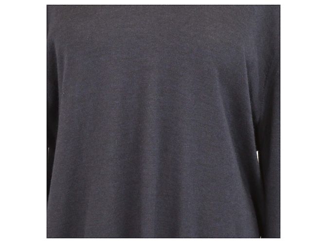 Hermès Hermes V-Ausschnitt Langarmpullover aus Kaschmir & Seide in Navy Blue Marineblau - Ansicht 4
