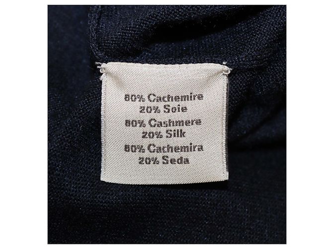 Hermès Hermes V-Ausschnitt Langarmpullover aus Kaschmir & Seide in Navy Blue Marineblau - Ansicht 6