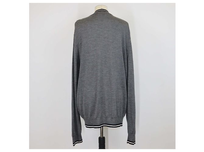 Hermès Hermes grauer V-Ausschnitt Langarmpullover aus Kaschmir und Seide - Ansicht 3