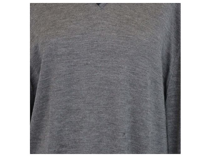 Hermès Hermes grauer V-Ausschnitt Langarmpullover aus Kaschmir und Seide - Ansicht 4