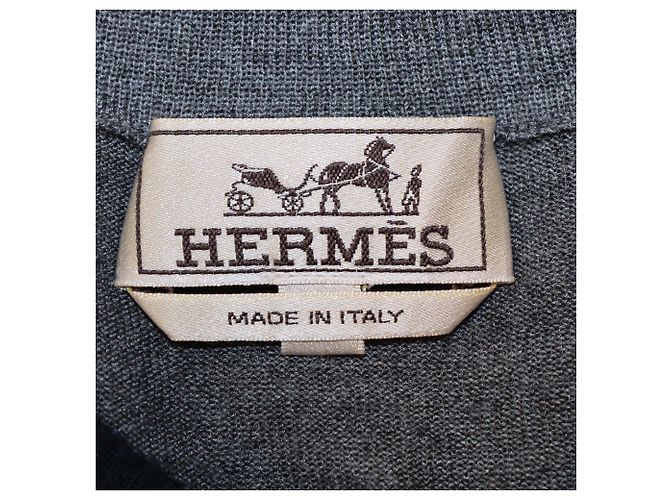 Hermès Hermes grauer V-Ausschnitt Langarmpullover aus Kaschmir und Seide - Ansicht 5