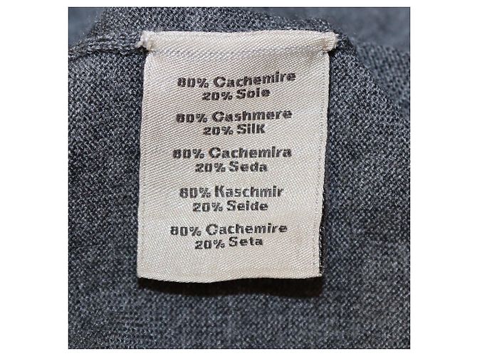 Hermès Hermes grauer V-Ausschnitt Langarmpullover aus Kaschmir und Seide - Ansicht 6