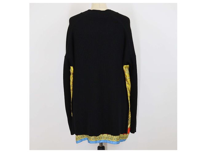Versace Goddess Foulard V-Ausschnitt Pullover aus Wolle & Seide Schwarz/Multicolor Mehrfarben - Ansicht 3