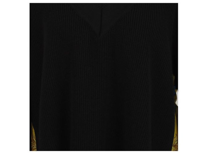Versace Goddess Foulard V-Ausschnitt Pullover aus Wolle & Seide Schwarz/Multicolor Mehrfarben - Ansicht 4