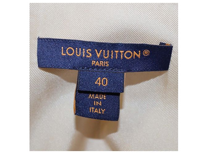 Camicia Louis Vuitton a maniche lunghe con bottoni in seta monogram beige - vista 5