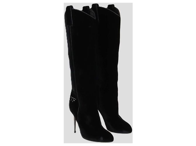 Botas altas Tom Ford de terciopelo negro con adornos TF Crystal - vista 2