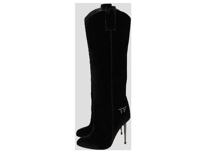 Botas altas Tom Ford de terciopelo negro con adornos TF Crystal - vista 4