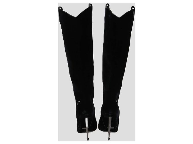 Botas altas Tom Ford de terciopelo negro con adornos TF Crystal - vista 5