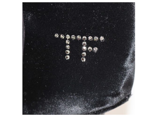 Botas altas Tom Ford de terciopelo negro con adornos TF Crystal - vista 6