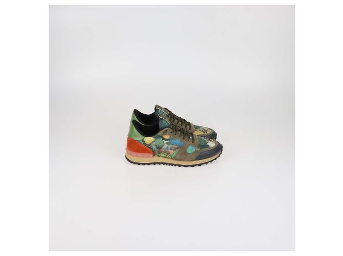 Sneakers Rockrunner Valentino in pelle dipinta multicolore e camoscio - vista 3