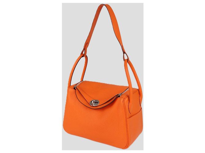 Hermès Borsa Hermes Lindy 26 in pelle Clemence Orange Minium Arancione - vista 2