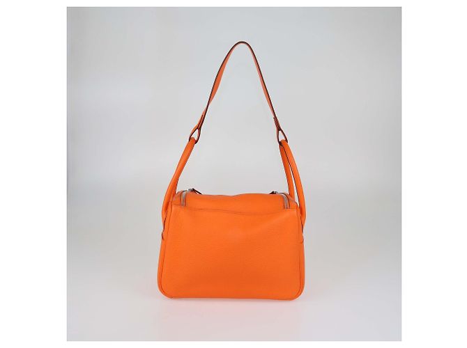 Hermès Borsa Hermes Lindy 26 in pelle Clemence Orange Minium Arancione - vista 3