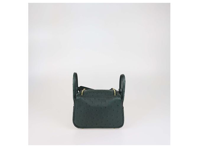 Hermès Borsa Mini Lndy Hermes in struzzo Vert Cypress - vista 3