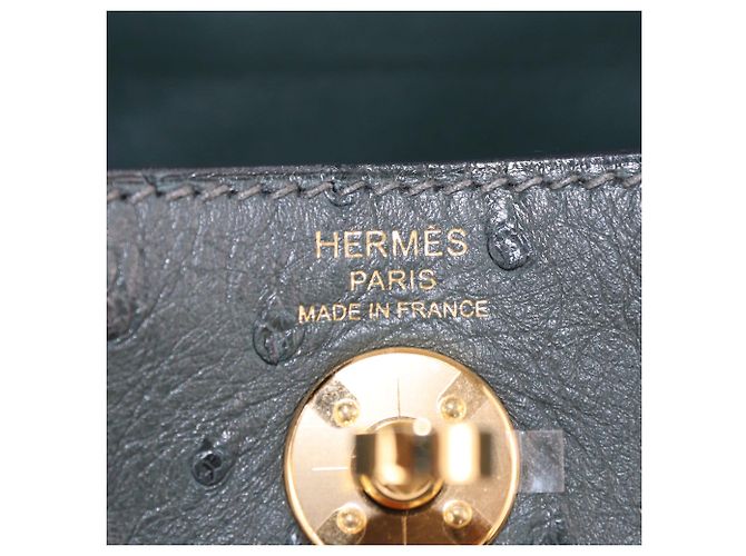 Hermès Borsa Mini Lndy Hermes in struzzo Vert Cypress - vista 5