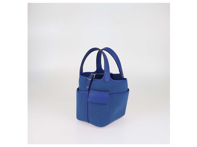 Hermès Borsa Picotin Lock 18 Hermes Egee/Bleu Royal Toile Goeland e pelle Swift con tasche - vista 2