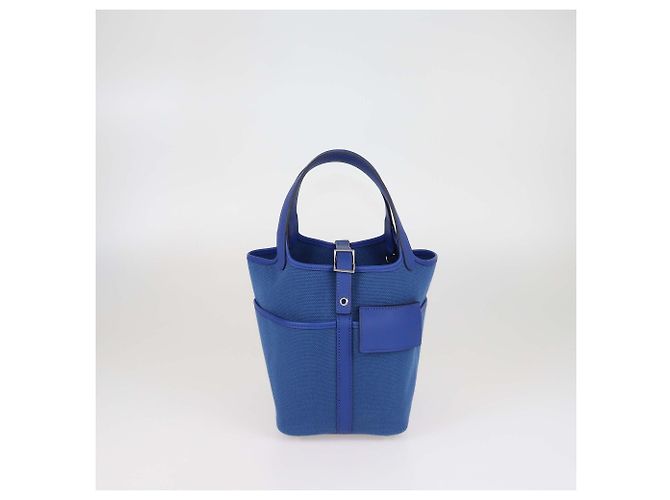 Hermès Borsa Picotin Lock 18 Hermes Egee/Bleu Royal Toile Goeland e pelle Swift con tasche - vista 3
