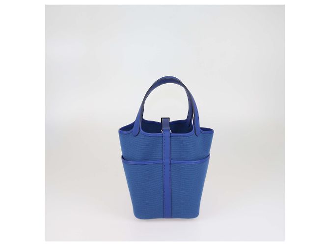 Hermès Borsa Picotin Lock 18 Hermes Egee/Bleu Royal Toile Goeland e pelle Swift con tasche - vista 4