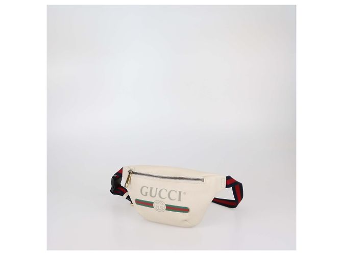 Borsa cintura Gucci in pelle Off White con logo Web - vista 2