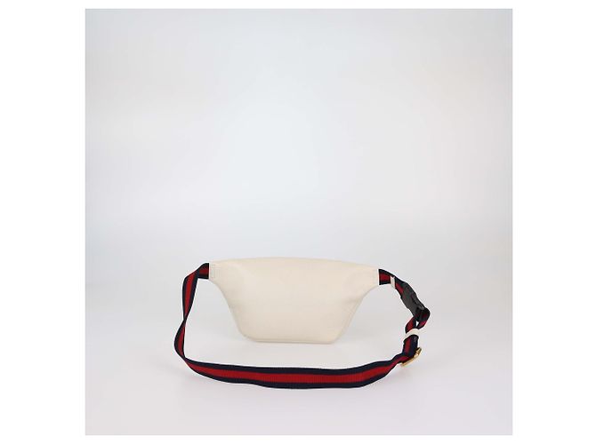Borsa cintura Gucci in pelle Off White con logo Web - vista 3