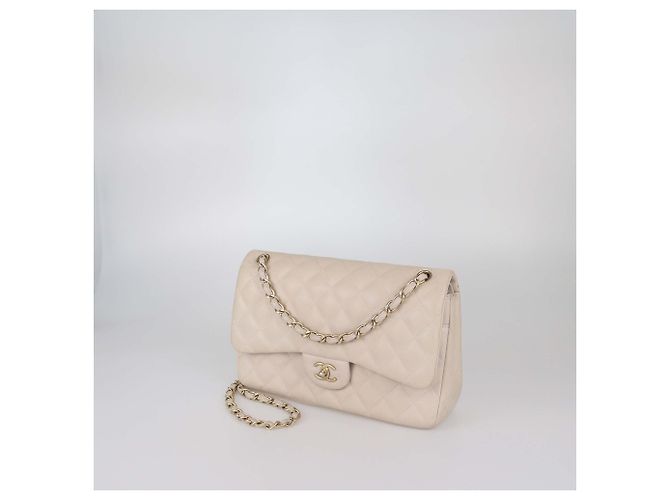 Borsa Chanel Jumbo Classic Double Flap in pelle matelassé Light Beige - vista 2