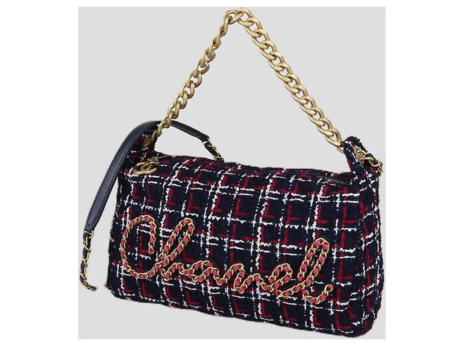 Borsa a tracolla Chanel Tricolor Tweed Written in Chain - vista 2