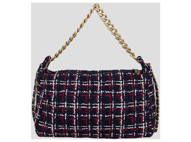 Borsa a tracolla Chanel Tricolor Tweed Written in Chain - vista 3