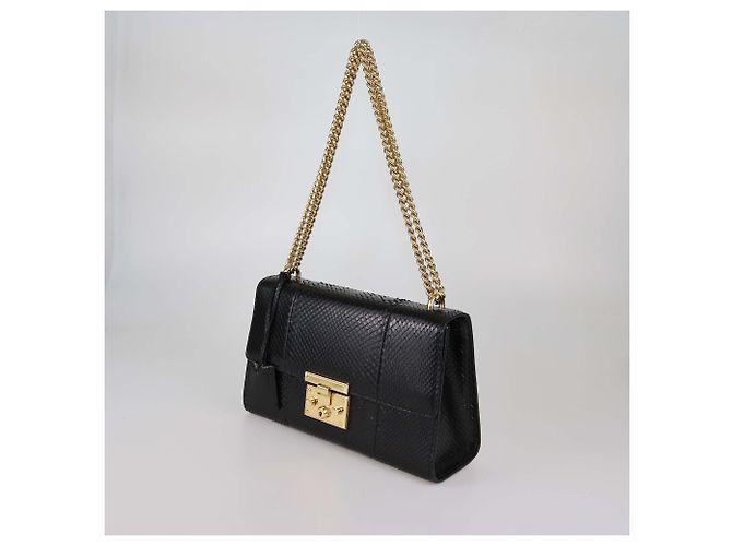 Borsa a tracolla Gucci Medium Padlock in pitone nero - vista 2
