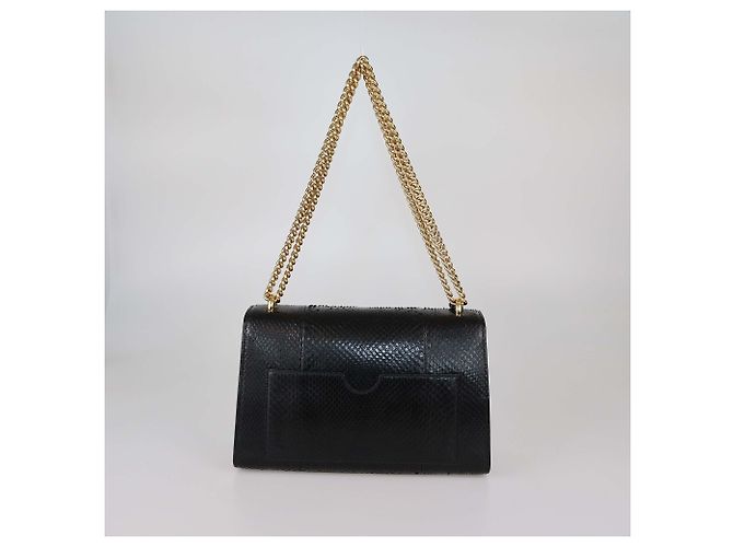 Borsa a tracolla Gucci Medium Padlock in pitone nero - vista 3