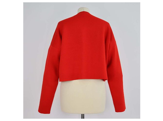 Loewe cropped Strickpullover aus roter Wollmischung mit Anagramm - Ansicht 3