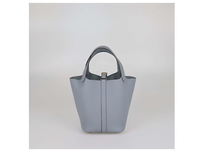 Hermès Borsa Hermes Picotin Lock 18 in pelle Clemence Gris Pantin - vista 3