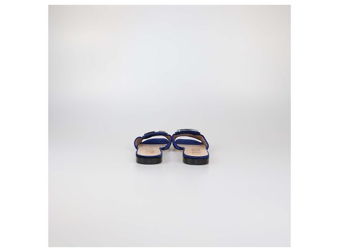 Sandali slide Madelyn in velluto blu con gioielli Gucci - vista 5