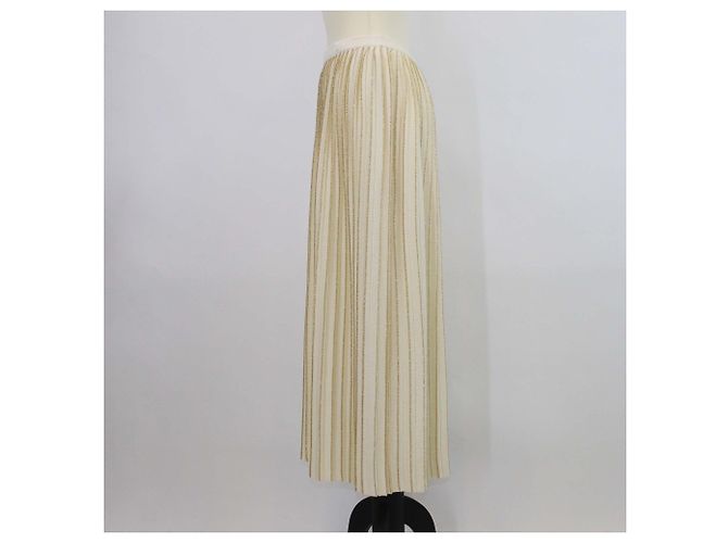 Falda midi plisada de punto de lana Lurex crema/oro Gucci Dorado Crudo - vista 2