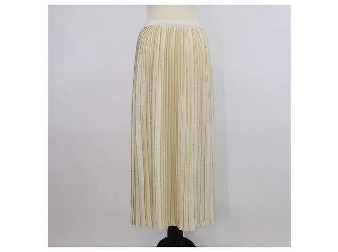 Falda midi plisada de punto de lana Lurex crema/oro Gucci Dorado Crudo - vista 3