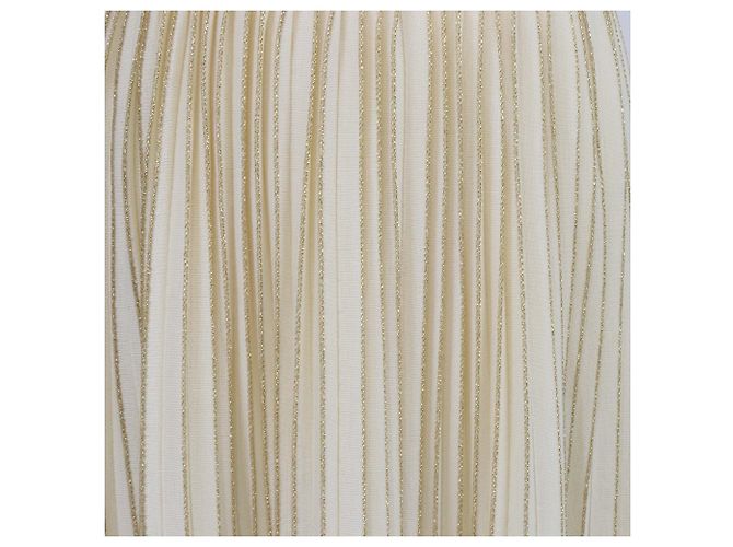 Falda midi plisada de punto de lana Lurex crema/oro Gucci Dorado Crudo - vista 4