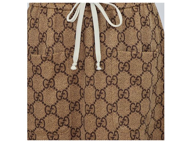 Falda midi Gucci de jersey GG marrón con dobladillo volantes Castaño - vista 4