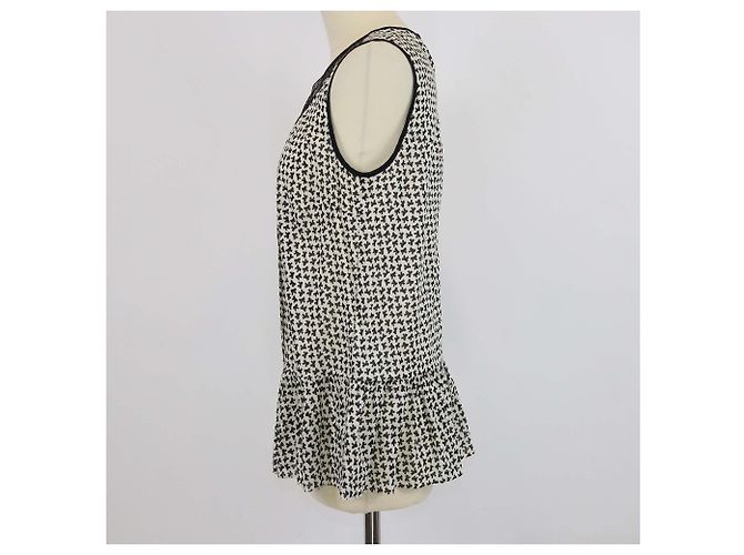Top sin mangas plisado con estampado de lazo en algodón negro/blanco Red Valentino - vista 2