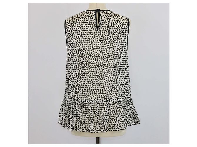 Top sin mangas plisado con estampado de lazo en algodón negro/blanco Red Valentino - vista 3